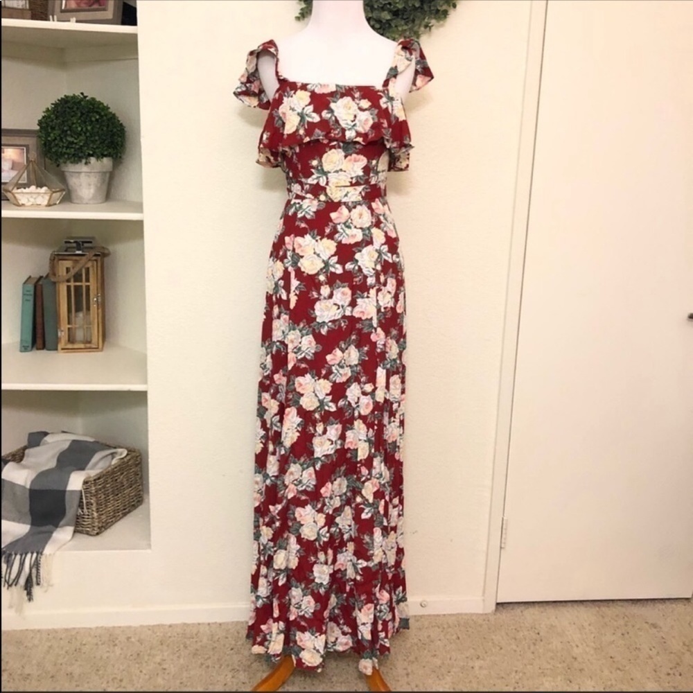 Privacy Please revolve petro floral maxi dress red white size XS